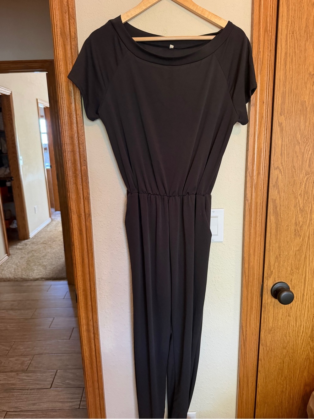 Black Women's Short Sleeve Jumpsuit Dress